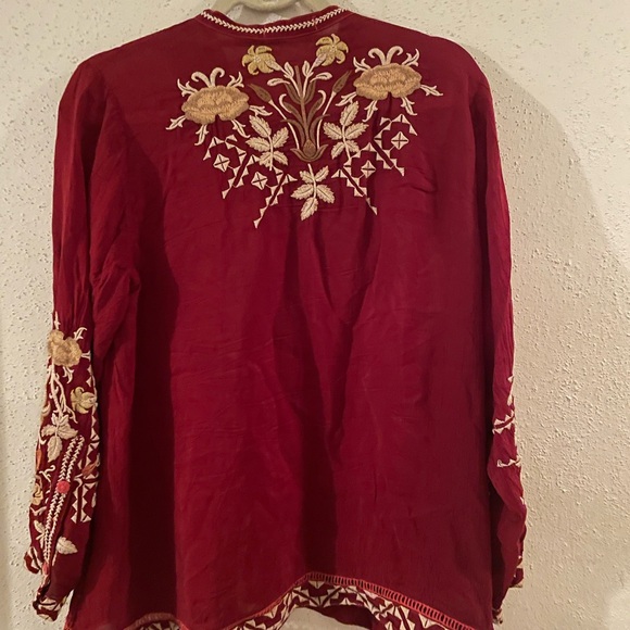 Johnny Was Embroidered Red Floral Bouse - Picture 2 of 3